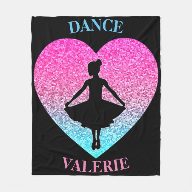 Girls Dance Fleece Blanket w/ Her Name (Front)