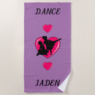 Girls Dance & Hearts Beach Towel