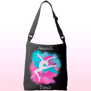 Girls Dance Leap Pink Blue Colour Bomb with Name Crossbody Bag