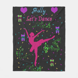 Girls Dance Musical Notes Fleece Blanket