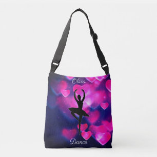 Girls Dance Pink and Purple Floating Hearts Crossbody Bag