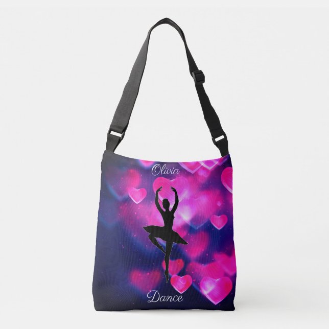 Girls Dance Pink and Purple Floating Hearts    Crossbody Bag (Front)