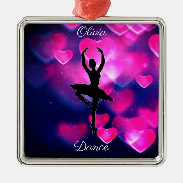 Girls Dance Pink and Purple Floating Hearts  Metal Tree Decoration (Front)
