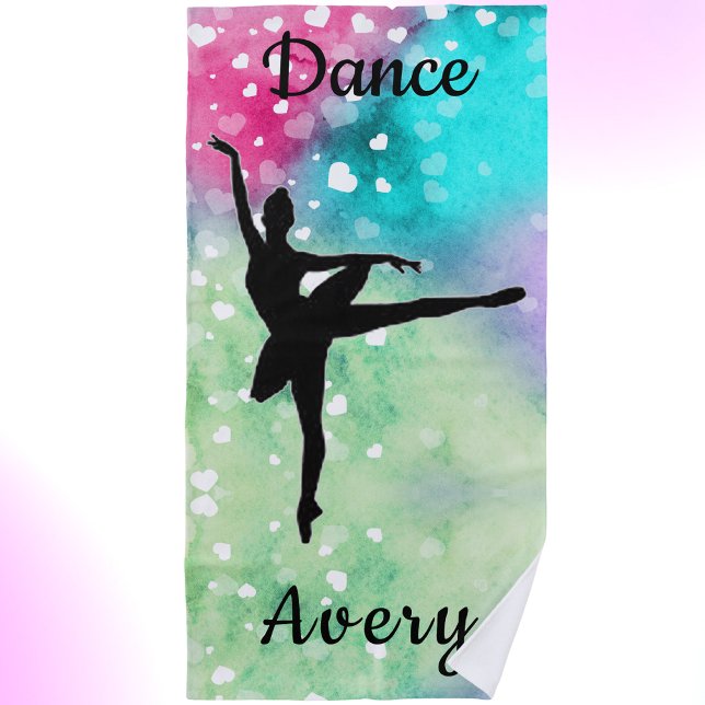 Girls Dance Watercolor with Floating Hearts   Beach Towel (Creator Uploaded)