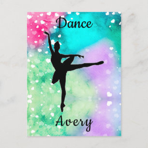 Girls Dance Watercolor with Floating Hearts Postcard