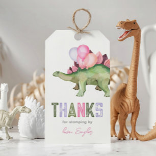 Girl's Dinosaur Birthday Party Favor Tags