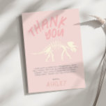 Girls Dinosaur Fossil Birthday Pink Thank You<br><div class="desc">This cute kids Birthday thank you card design features a dinosaur dig fossil illustration,  with a matching pink Jurassic pattern on the back. There is also space for you to add your girls own thank you message.</div>