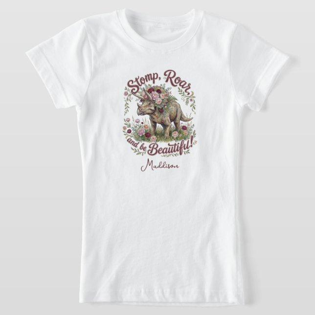 Girls Dinosaur  T-Shirt (Laydown)