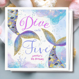 Girls Dive in Five 5th Birthday Paper Napkin