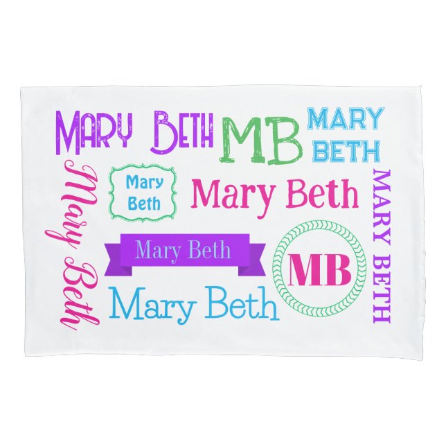 Girls Double Sided Custom Double Name Pillowcase (Front)