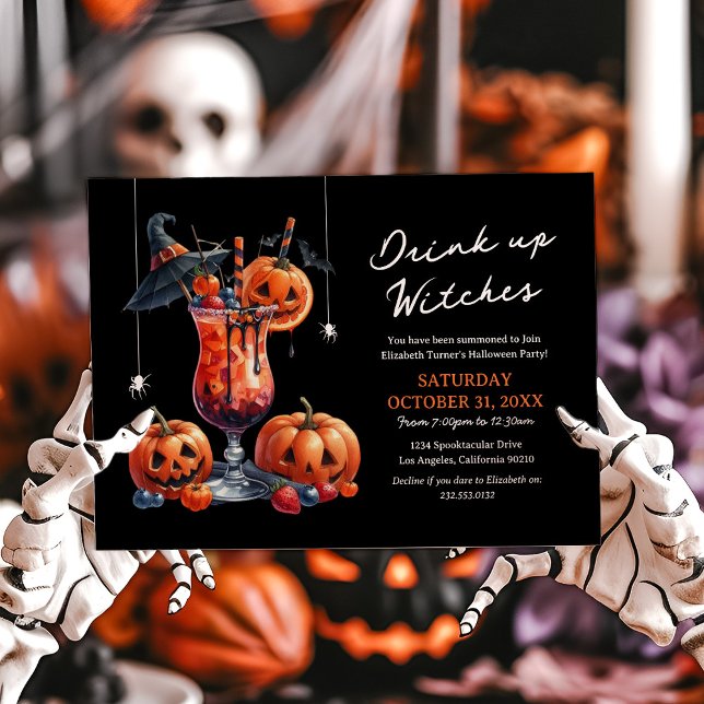 Girls Drink Up Witches Halloween Party Invitation (Creator Uploaded)
