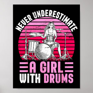 Girls Drummer Drum Set Drumming Funny Poster