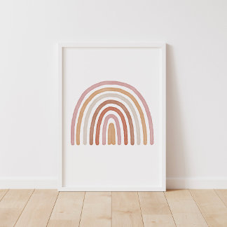 Girls Earthy Boho Rainbow Nursery Poster