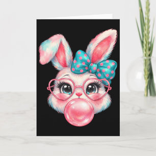 Girls Easter Cute Bunny Face Coquette Easter Kids Card