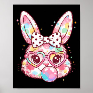 Girls Easter Cute Bunny Face Pink Easter Kids Girl Poster