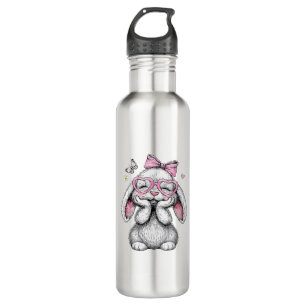 Girls Easter Cute Bunny Face Pink Easter Kids Todd 710 Ml Water Bottle
