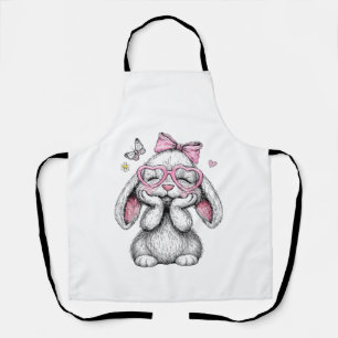 Girls Easter Cute Bunny Face Pink Easter Kids Todd Apron