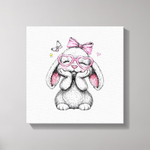 Girls Easter Cute Bunny Face Pink Easter Kids Todd Canvas Print