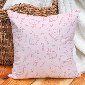 Girls Easter Cute Bunny Rabbit Goose Girly Pink Cushion