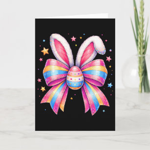 Girls Easter Cute Coquette Bow Egg Easter Kids Gir Card