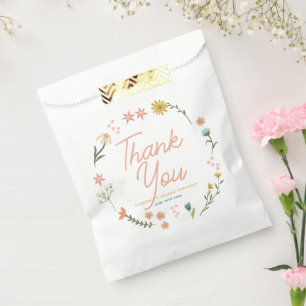 Girls Elegant Pink Boho Wildflower Girls Birthday  Favour Bags