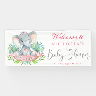 Girls Elephant Baby Shower Banners