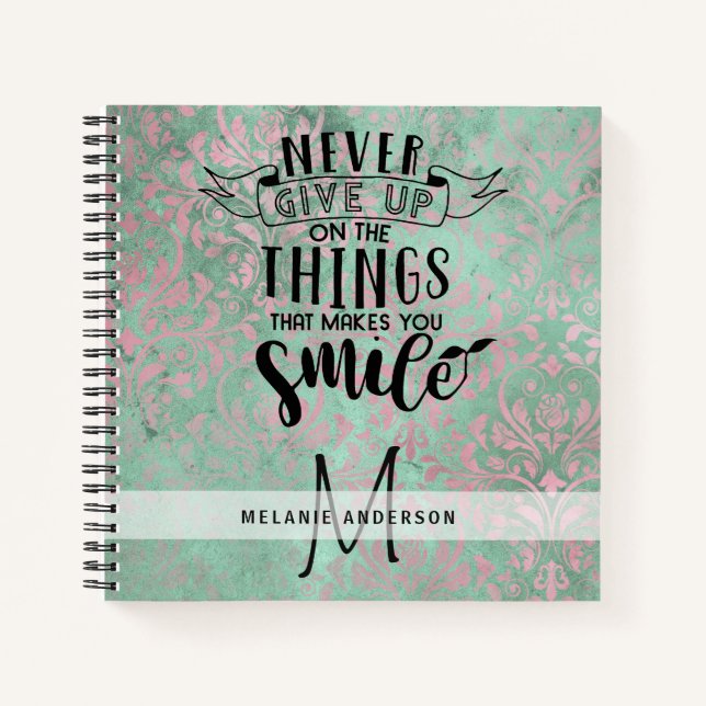 Girls Encouragement Never Give Up Personal Journal (Front)