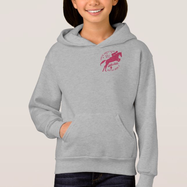 Girls Equestrian Hunter Jumper Horse Hoodie White (Front)