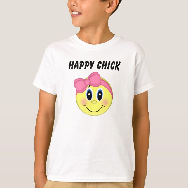 Girls Face Happy Chick T-Shirt (Front)