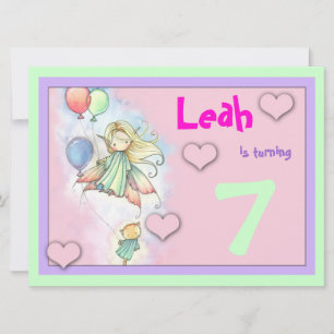 Girls Fairy and Kitty Birthday Party Invites