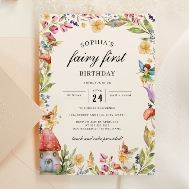 Girls Fairy First Birthday 1st Birthday  Invitation (Creator Uploaded)