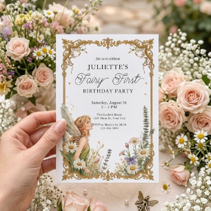 Girls Fairy First Magical Garden Birthday Invitation