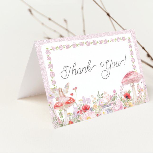 Girls Fairy Garden Magical Thank You Card (Girls Fairy Enchanted Garden Birthday Thank You Card)
