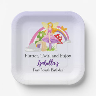 Girls Fairy Mushroom Rainbow Birthday  Paper Plate