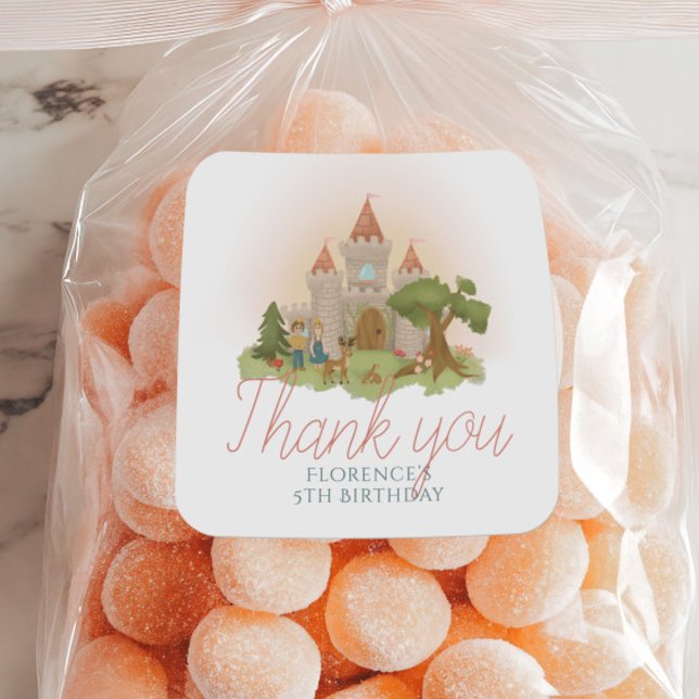 Girls Fairytale Castle Kids Birthday Favour Classic Round Sticker (Creator Uploaded)