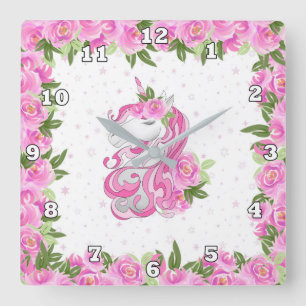 Girls Fantasy unicorn decor clock