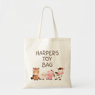 Girls Farm Animals Personalized Tote Bag