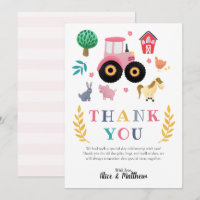 Girls Farm Animals Pink Rustic Tractor Baby Shower