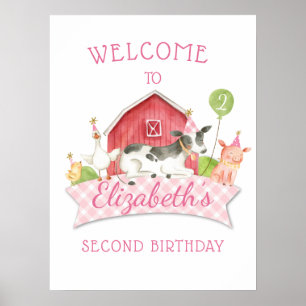 Girls FARM Birthday Party Welcome Poster