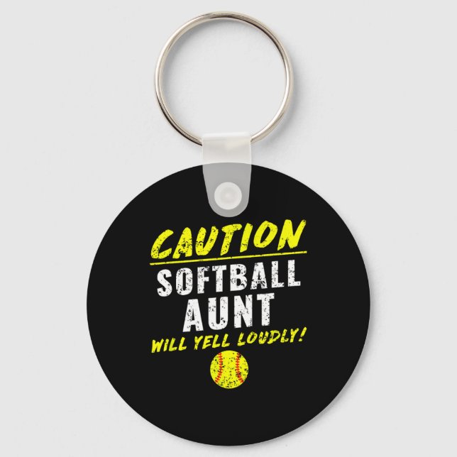 Girls Fastpitch Softll Aunt Funny  Key Ring (Front)