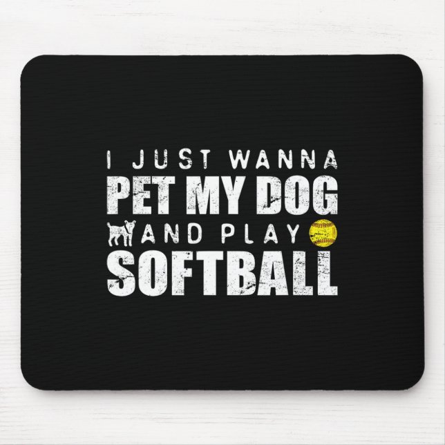 Girls Fastpitch Softll Funny Dog  Mouse Pad (Front)