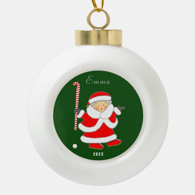 Girls Field Hockey 2023 Keepsake Ceramic Ball Christmas Ornament (Front)