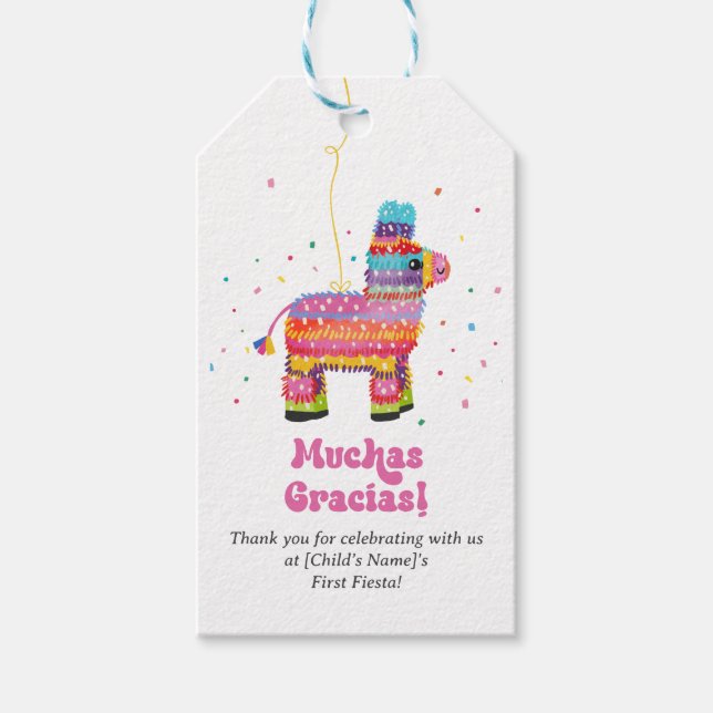 Girl's Fiesta Birthday Gift Tags (Front)
