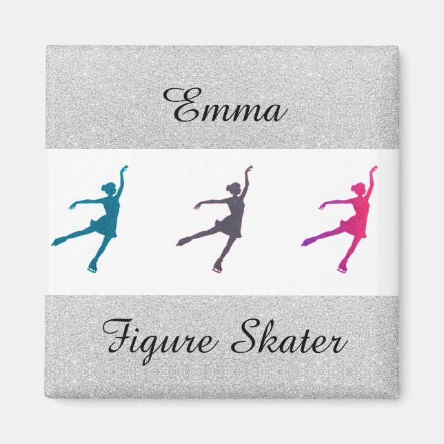 Girls Figure Skater / Ice Skating Personalised Magnet (Front)