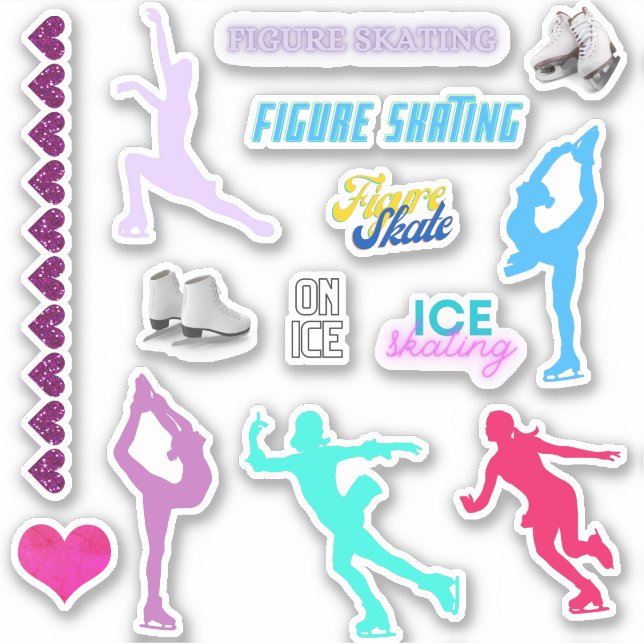 Girls Figure Skating Custom-Cut Vinyl Stickers (Front)