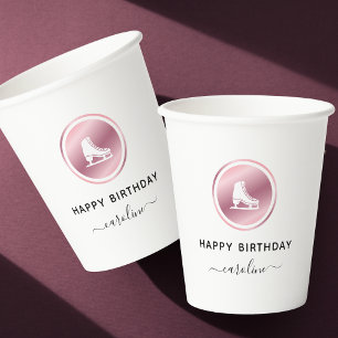 Girls Figure Skating Rose Gold Birthday Party Cups