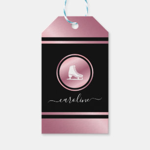Girls Figure Skating Rose Gold Ice Skates Kid Name Gift Tags
