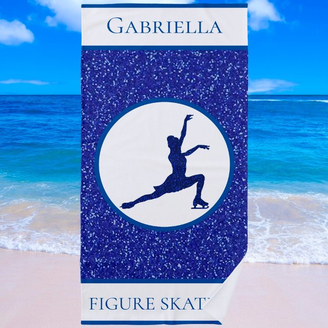 Girls Figure Skating Sparkle Personalised Beach Towel (Creator Uploaded)