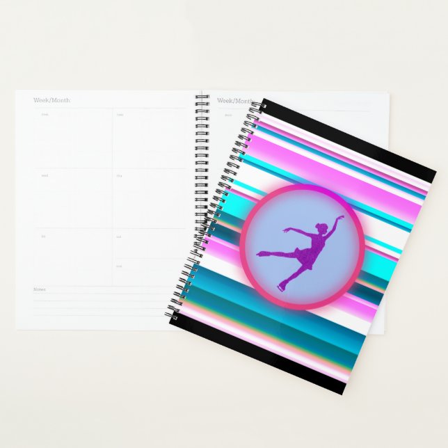 Girls Figure Skating Stripes   Planner (Display)