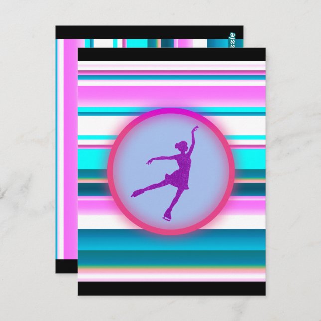 Girls Figure Skating Stripes  Postcard (Front/Back)